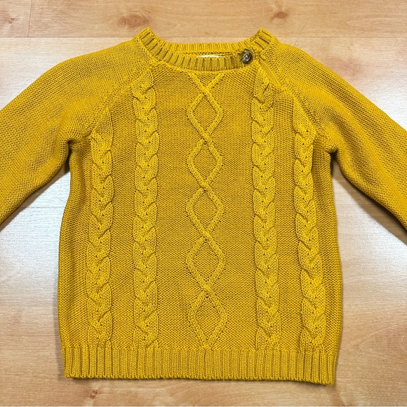 Rugged Butts Mustard Yellow Crewneck Cableknit Sweater Toddler Size 18-24M - Picture 3 of 6